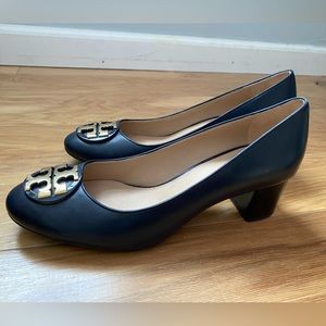 Tory Burch navy block heels